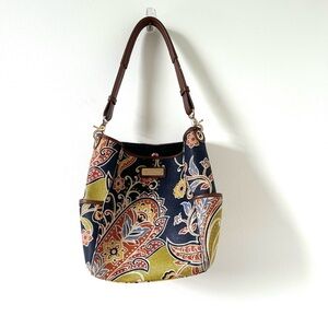 Spartina 449 Daufuskie Island navy, green and rust floral paisley hobo bag EUC